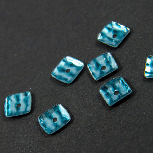 (Vrac)Turquoise zebré satiné cuvette carrée 5mm