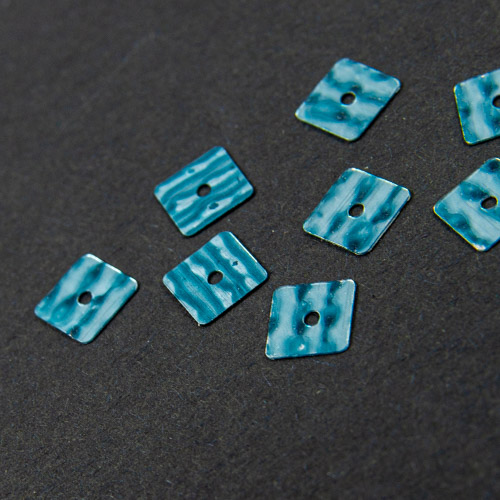 (Loose) Turquoise zebra satinated square flat sequin 5mm