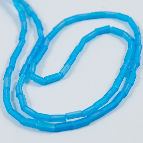 0299 Demi-pompon tube #2 bleu turquoise transparente mate irisée