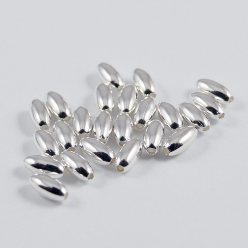 Perles plaquées argent ovales 4x2mm