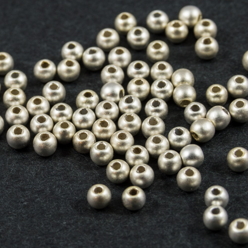 Perles plaquées argent mat ronde 2.5mm
