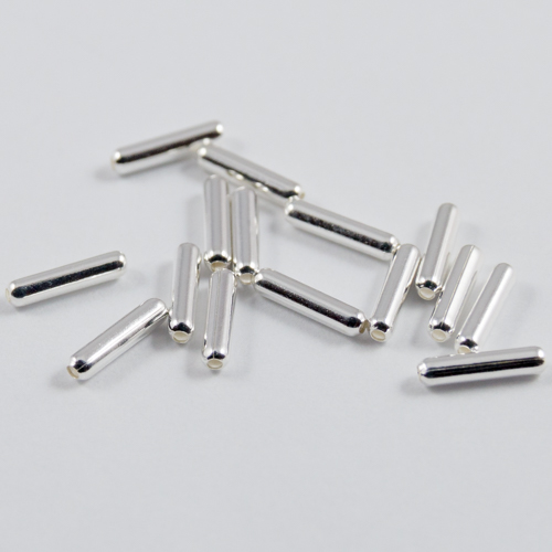Silver plated tube beads 6.5x1.5mm