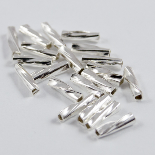 Tube torsadé plaqué argent 6x1.5mm