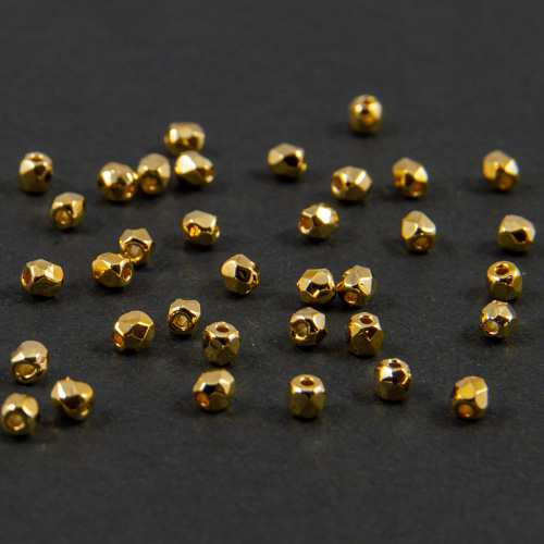 PR102. Perles cristal à facettes plaquées or 24kt 2mm