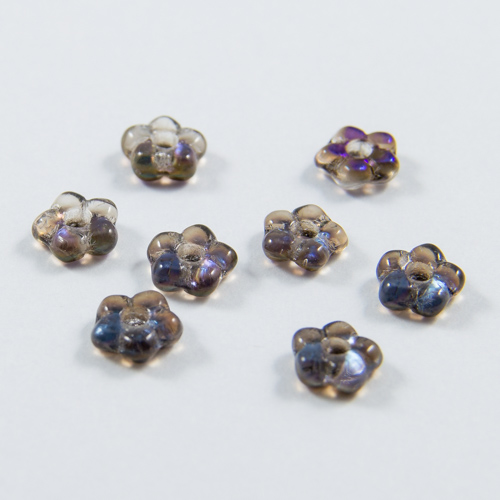 PF06. Perles fleur azur irisé 5mm