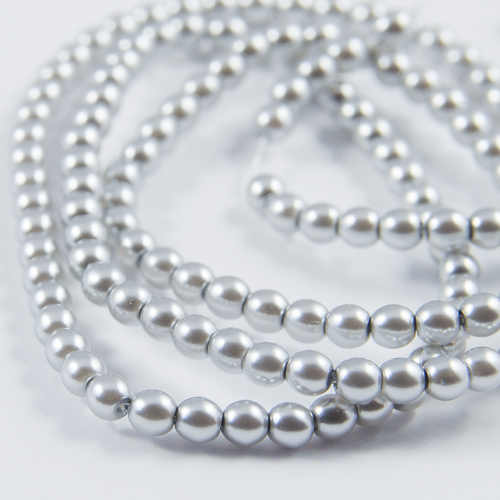 PR03. Perles rondes argent nacré 3mm