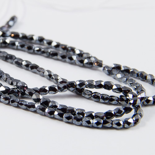 PR98. Perles cristal à facettes hematite 2mm