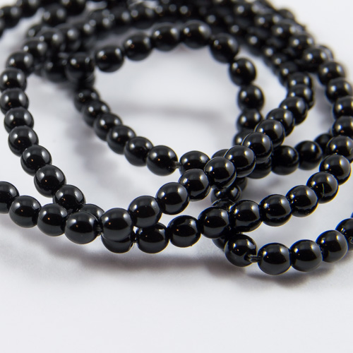 PR26. Round bead shiny black 3mm